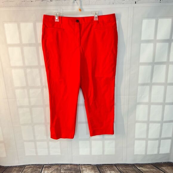 Ann Taylor Red Cotton Cropped Summer Dress Pants Size 16 - Picture 3 of 12